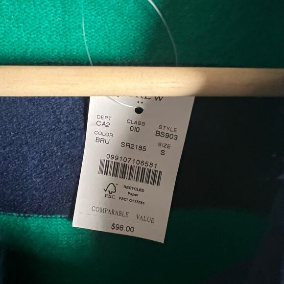 J.Crew Navy Blue Teal Rugby Stripe Mockneck Long Sleeve Pullover Sweater Size S - Picture 10 of 12